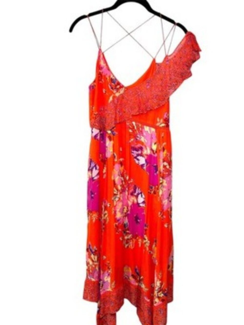 Anthropologie Maeve Grecia Red Off Shoulder Ruffle Dress Tomato Girl Coquette 0 - Picture 3 of 12